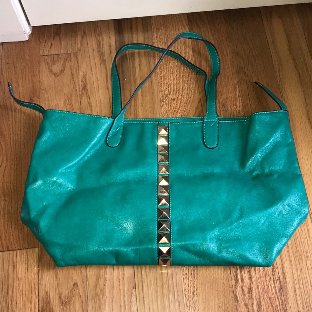 Charming Charlie Teal Purse! Gold detailing!